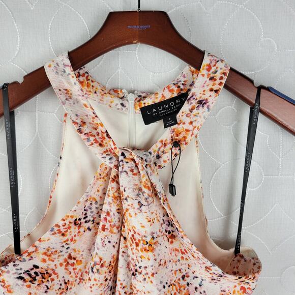 Laundry by Shelli Segal Womens Dress Size 2 Orange Halter Neck Midi Tiered Maxi - Picture 3 of 16